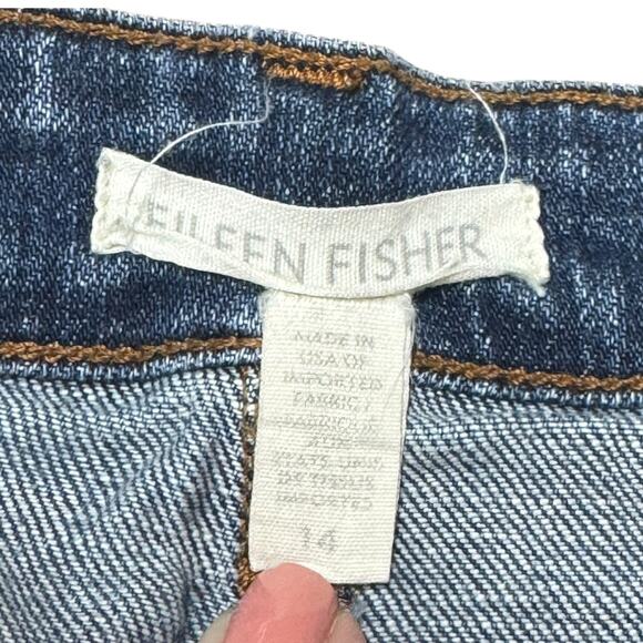 Eileen Fisher Jeans Mid Rise Cropped Capri Made in USA Medium Wash 14 - Picture 2 of 3